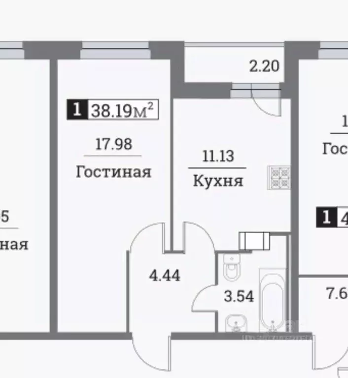 1-к кв. Ленинградская область, Мурино Всеволожский район, ул. ... - Фото 0