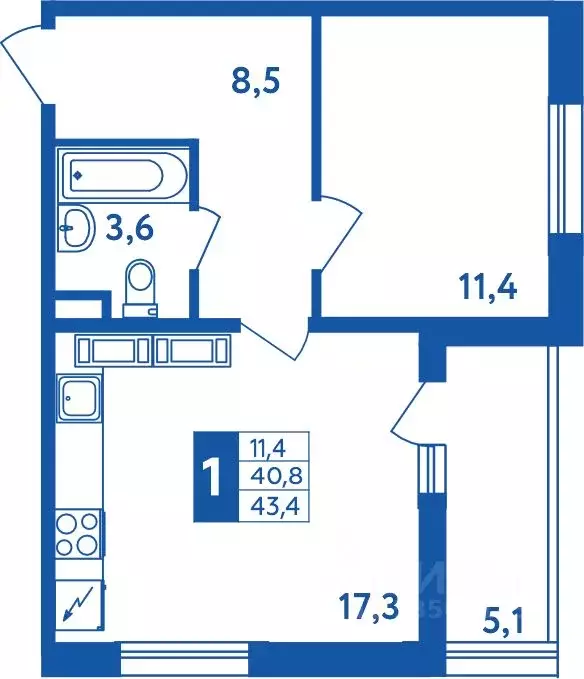 1-к кв. Башкортостан, Уфа Дема жилрайон, Новая Дема жилой комплекс ... - Фото 1