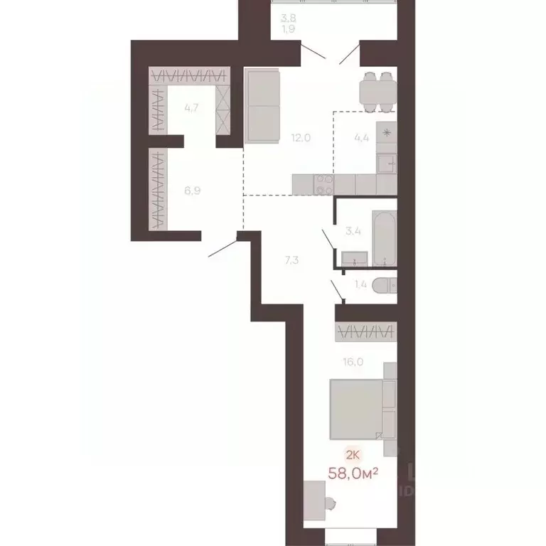 2-к кв. Алтайский край, Новоалтайск ул. Южсиба, 52А (58.0 м) - Фото 0