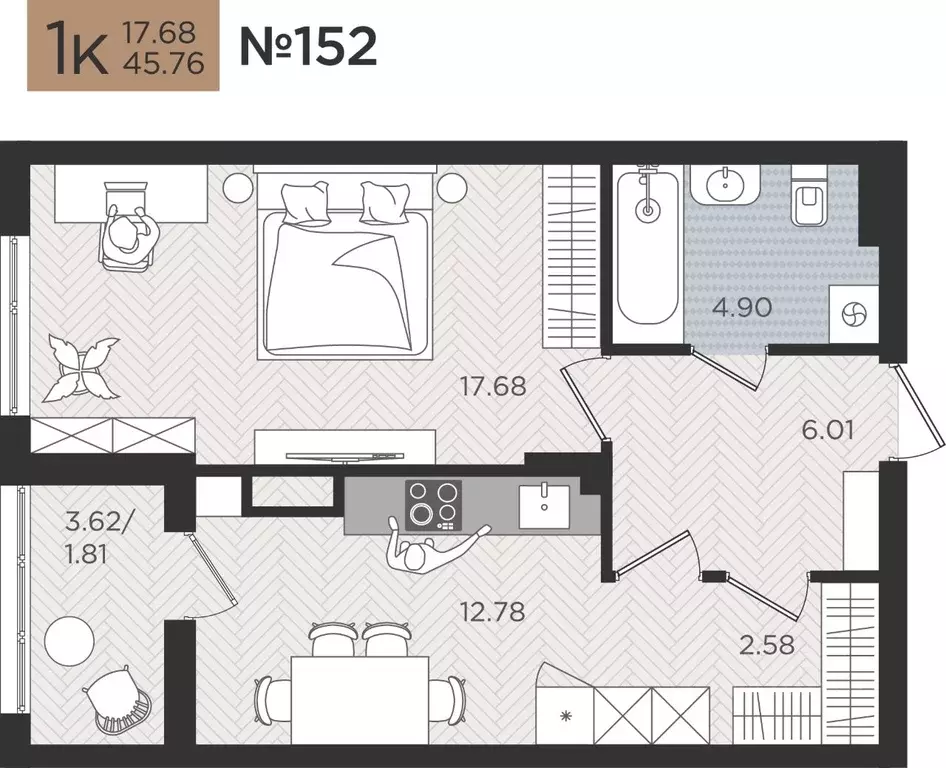 1-к кв. Калининградская область, Калининград Мой Город жилой комплекс ... - Фото 1
