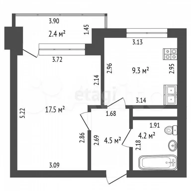 Квартира-студия, 40 м, 2/5 эт. - Фото 0