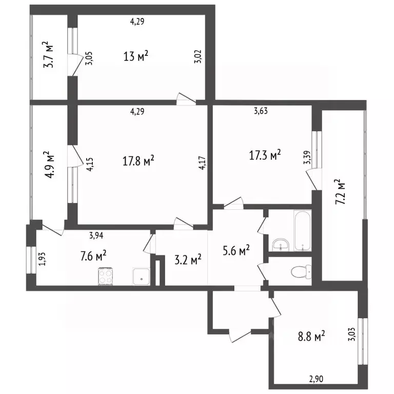 4-к кв. Севастополь просп. Октябрьской Революции, 32 (74.5 м) - Фото 1