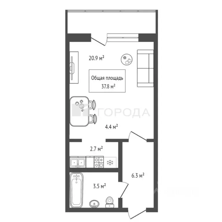 Студия Новосибирская область, Новосибирск ул. Виктора Шевелева, 34 ... - Фото 2