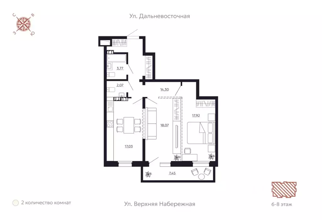 2-к кв. Иркутская область, Иркутск наб. Верхняя (75.65 м) - Фото 0