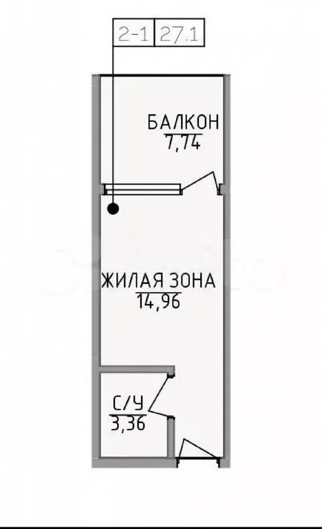 Апартаменты-студия, 26 м, 2/5 эт. - Фото 0