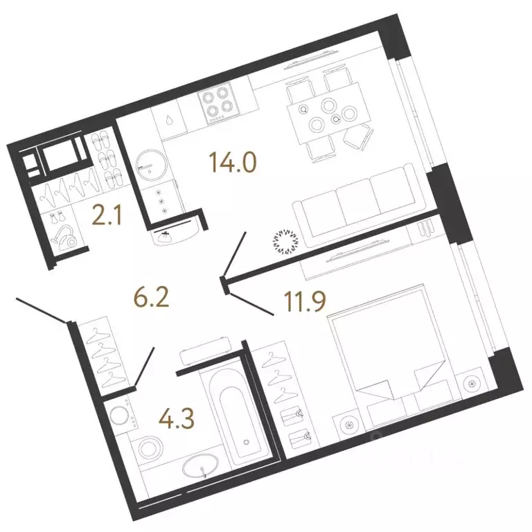 1-к кв. Санкт-Петербург ул. Бабушкина, 2 (38.5 м) - Фото 0