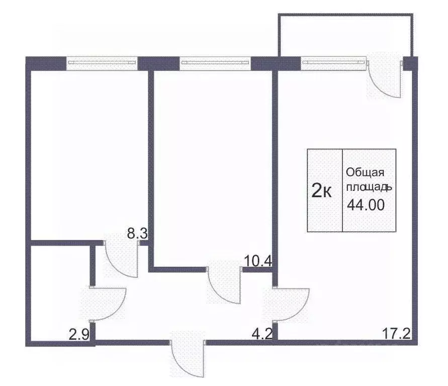 2-к кв. Кемеровская область, Кемерово ул. Марковцева, 18 (43.0 м) - Фото 2