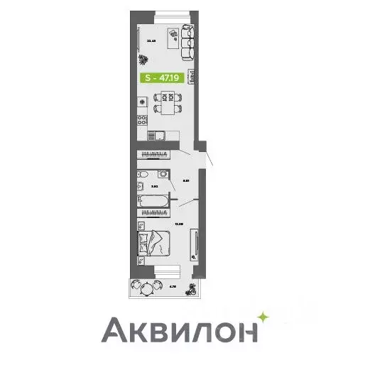 1-к кв. Архангельская область, Архангельск Аквилон Роса жилой комплекс ... - Фото 1