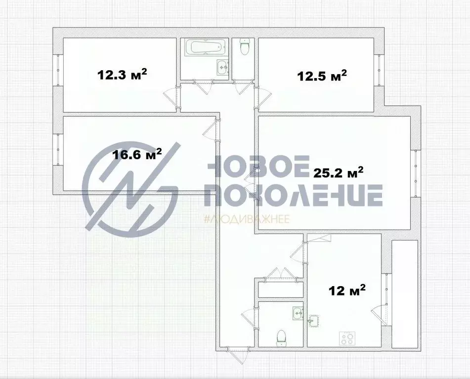 4-к кв. Омская область, Омск Омская ул., 136к1 (103.4 м) - Фото 2