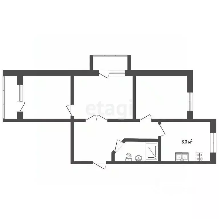 3-к кв. Тюменская область, Тюмень ул. Республики, 94 (54.6 м) - Фото 2