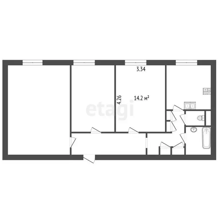1к в 3-комнатной квартире (14.2 м) - Фото 0