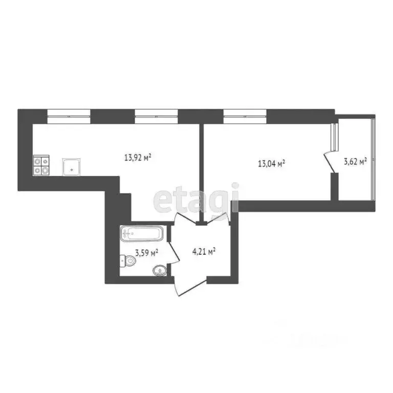1-к кв. Тульская область, Тула проезд 2-й Клинской, 8 (38.38 м) - Фото 1