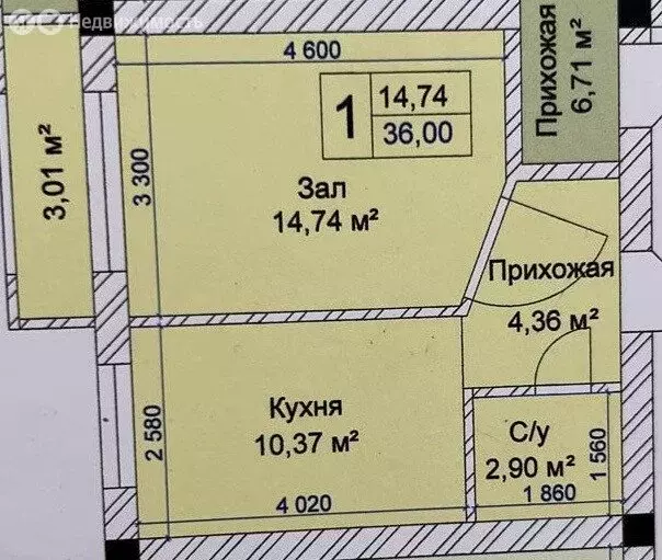 1-комнатная квартира: Нальчик, улица Шогенова, 75 (36 м) - Фото 0