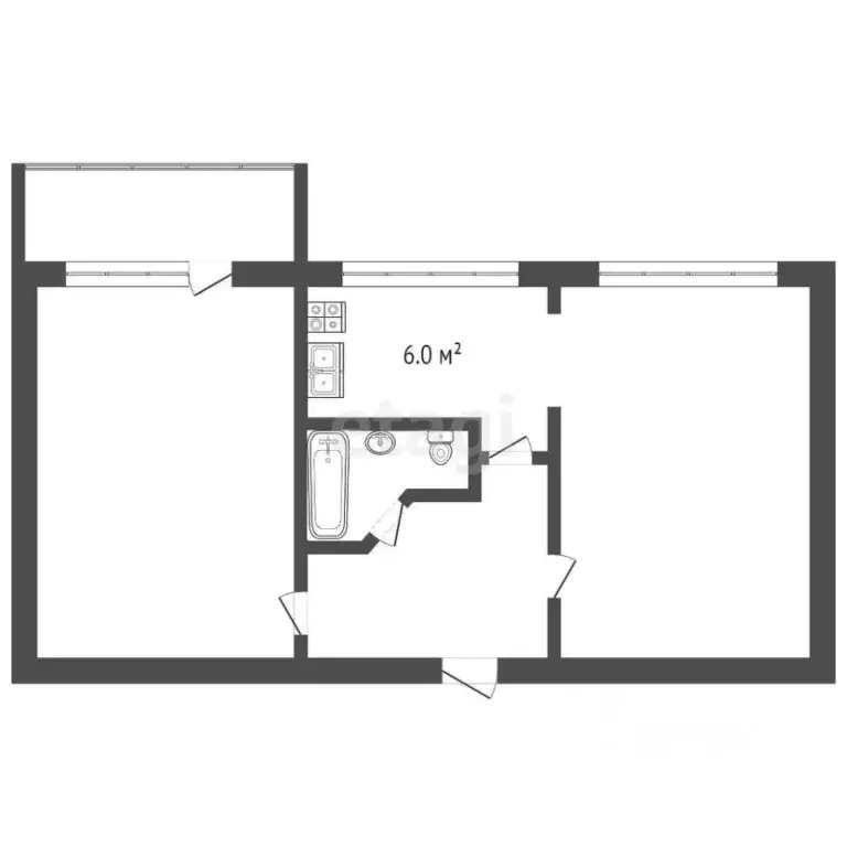 2-к кв. Крым, Симферополь ул. Киевская (47.0 м) - Фото 1