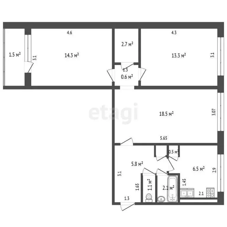 3-комнатная квартира: Саранск, Серадзская улица, 15 (64.8 м) - Фото 1