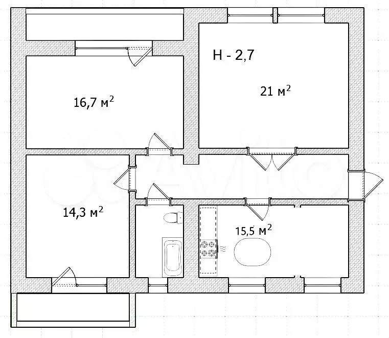 3-к. квартира, 90 м, 5/9 эт. - Фото 0