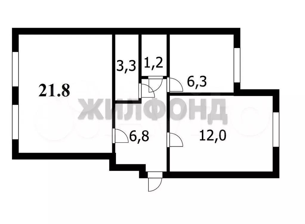 2-к. квартира, 53,5 м, 2/2 эт. - Фото 0