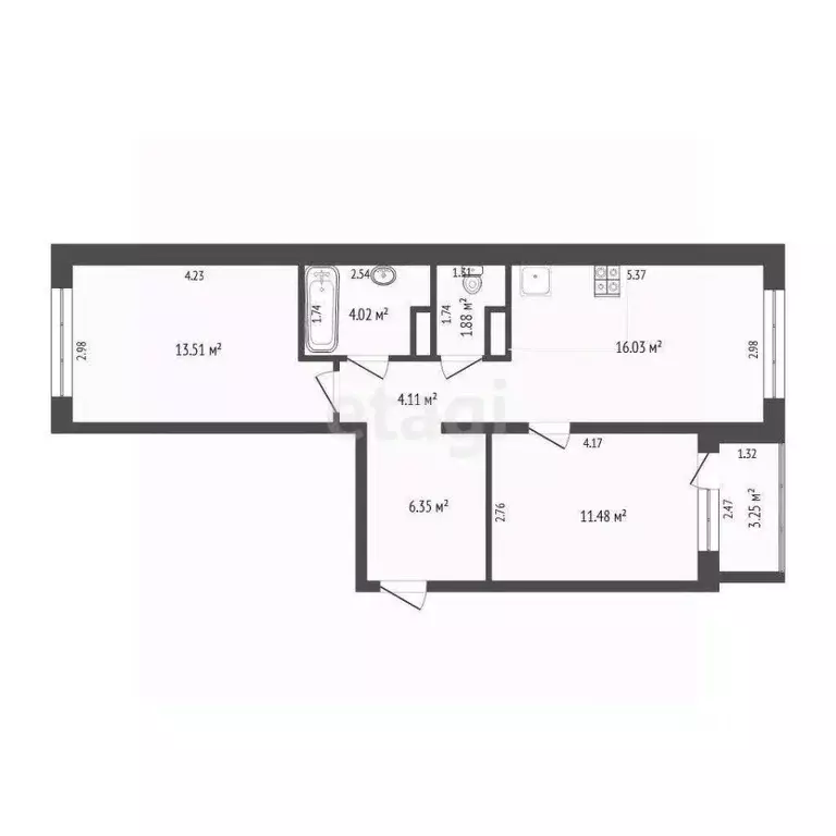 2-к кв. Тюменская область, Тюменский муниципальный округ, д. Патрушева ... - Фото 2