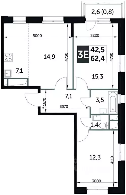 3-к кв. Московская область, Мытищи городской округ, пос. Нагорное ... - Фото 2