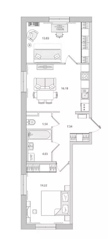2-комнатная квартира: Бугры, Тихая улица, 7к5 (57 м) - Фото 1