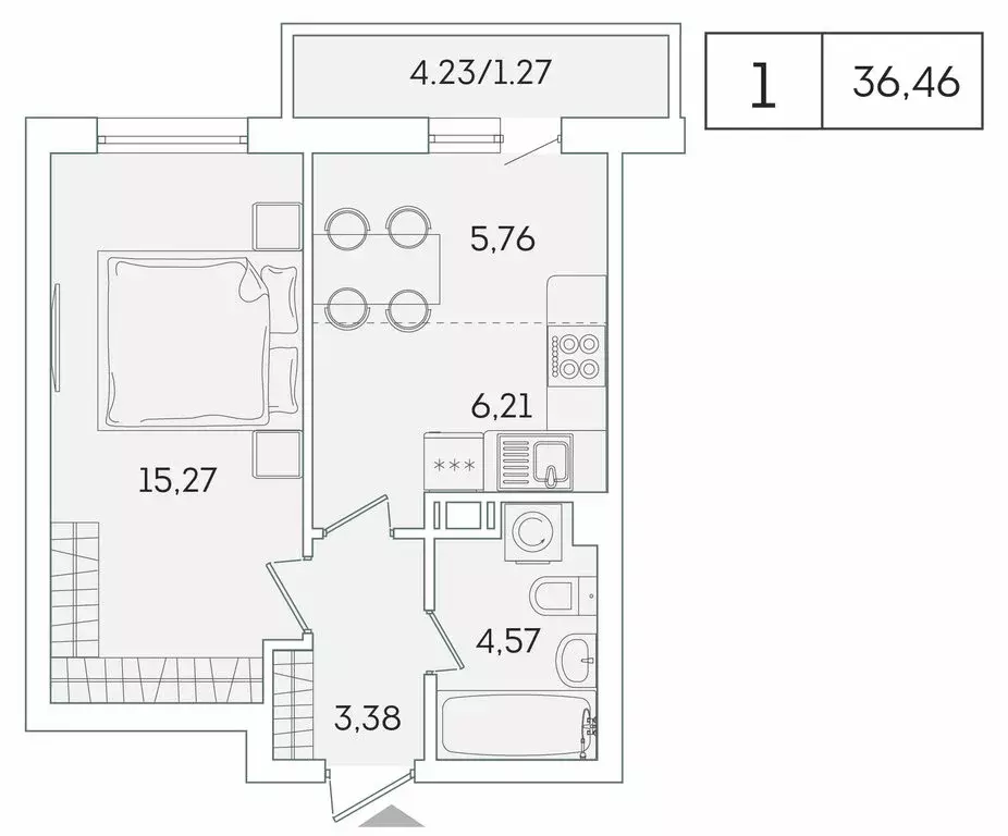 1-комнатная квартира: Мурино, Графская улица, 6к4 (35.4 м) - Фото 0