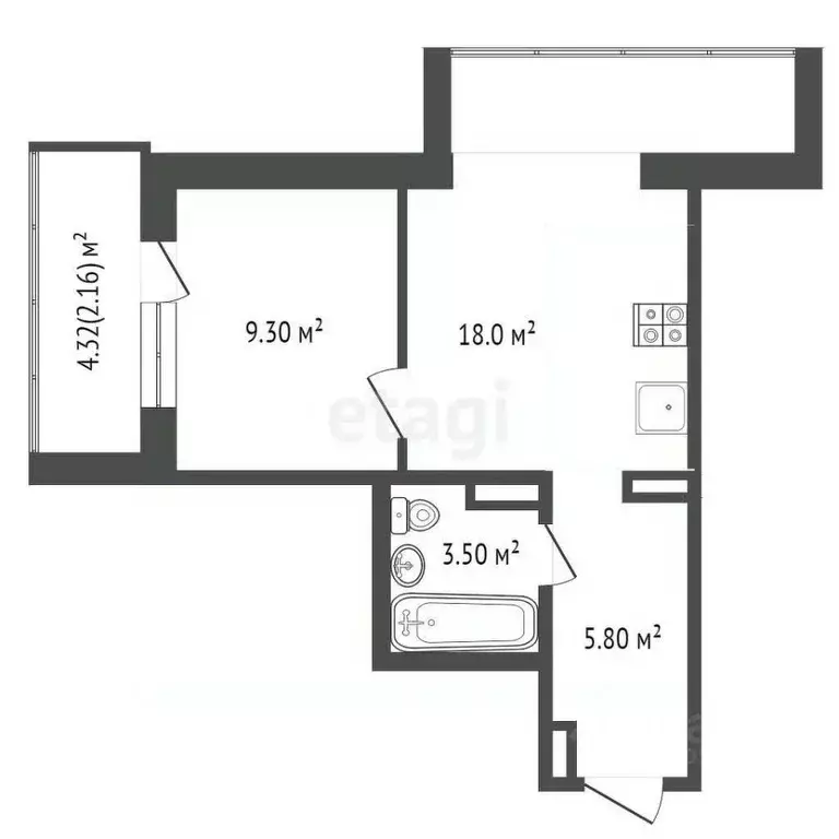 1-к кв. Забайкальский край, Чита Каштакский мкр, 3 (35.3 м) - Фото 1