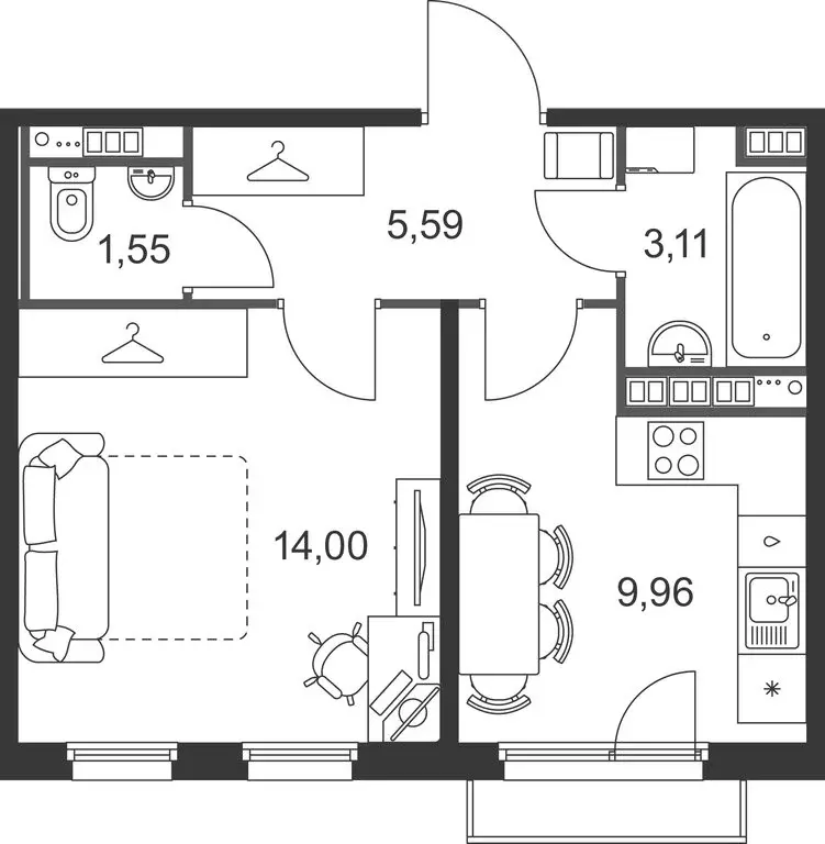 1-комнатная квартира: Ленинградская область, Гатчинский муниципальный ... - Фото 2