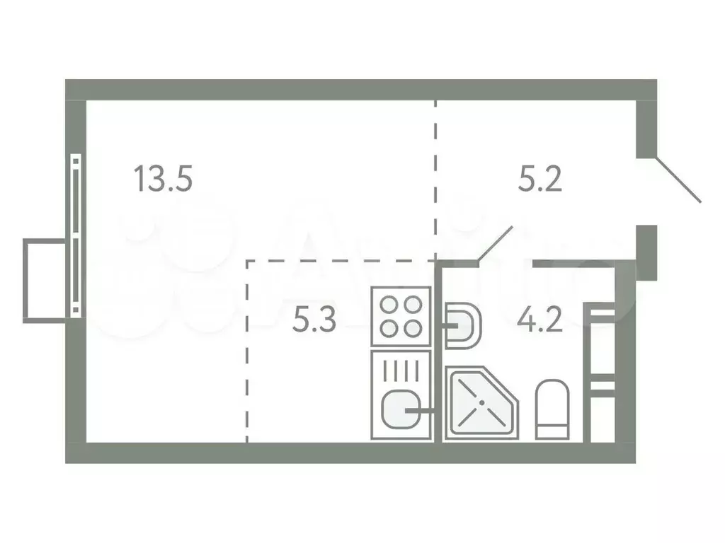 Квартира-студия, 28,2 м, 9/9 эт. - Фото 0