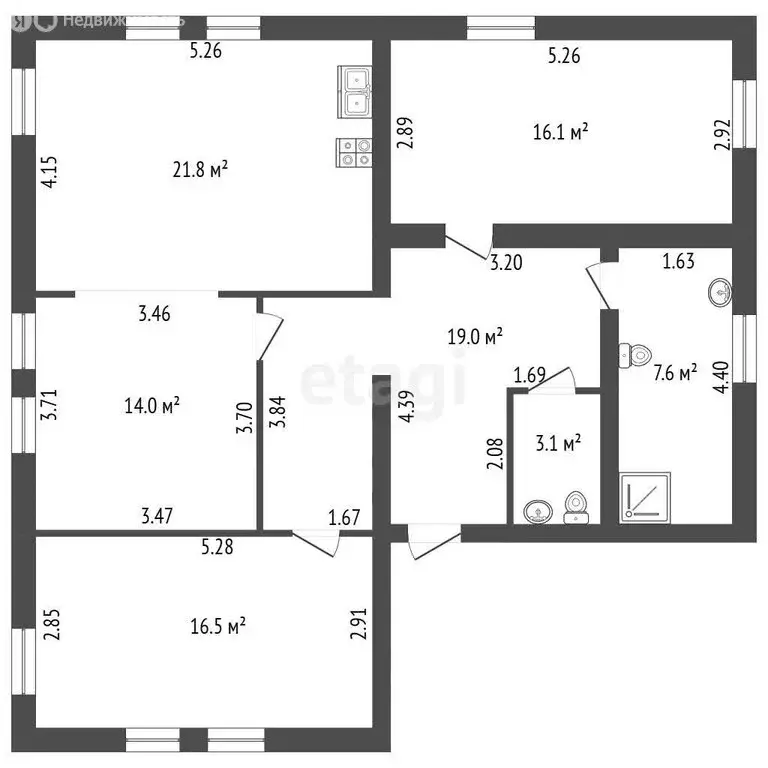 3-комнатная квартира: Санкт-Петербург, Петергофское шоссе, 78к20 (98.1 ... - Фото 1
