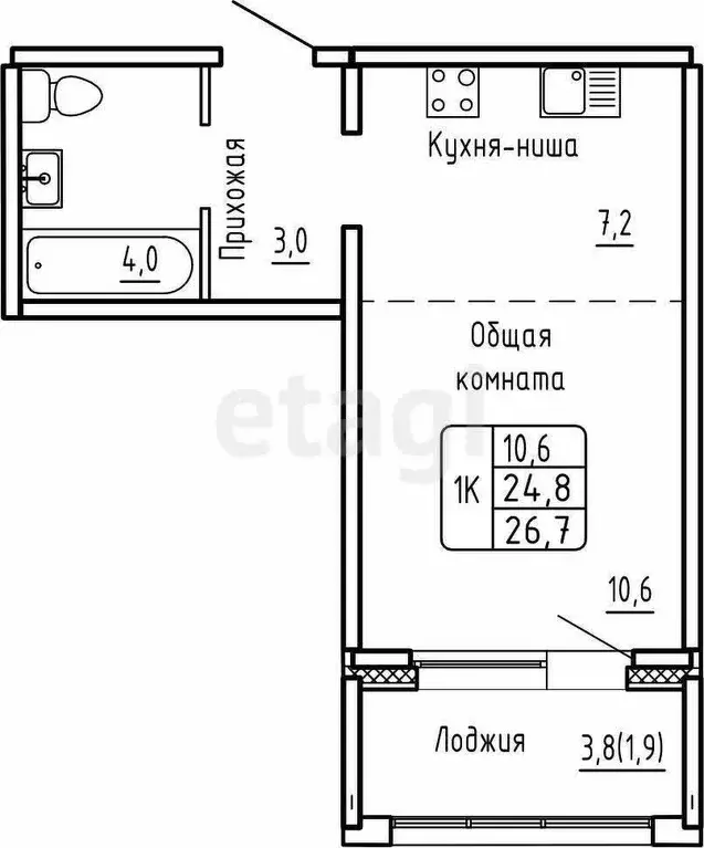 Продаётся квартира-студия, 26.7 м - Фото 0