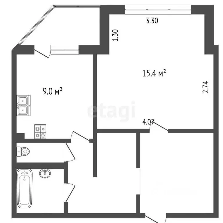 1-к кв. Ханты-Мансийский АО, Сургут просп. Мира, 19 (45.4 м) - Фото 1