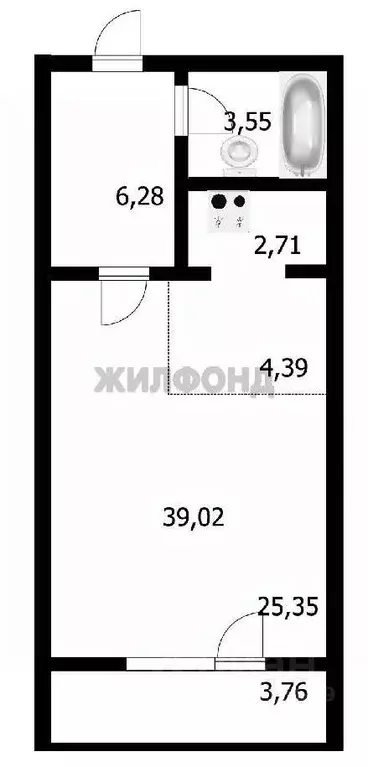 Студия Новосибирская область, Новосибирск ул. Плющихинская, 1 (32.7 м) - Фото 0