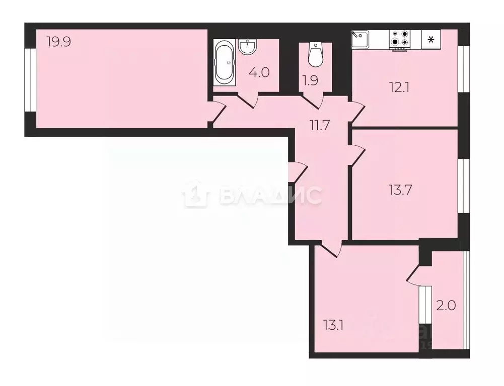 3-к кв. Москва Кусковская ул., 12/1 (76.4 м) - Фото 2