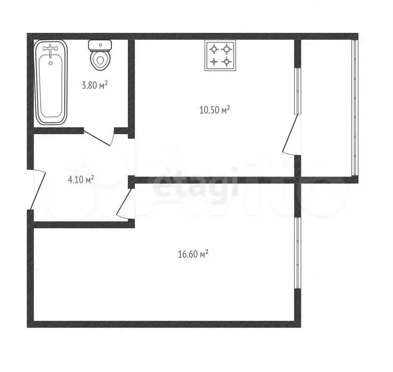 1-к. квартира, 35,1 м, 5/6 эт. - Фото 0