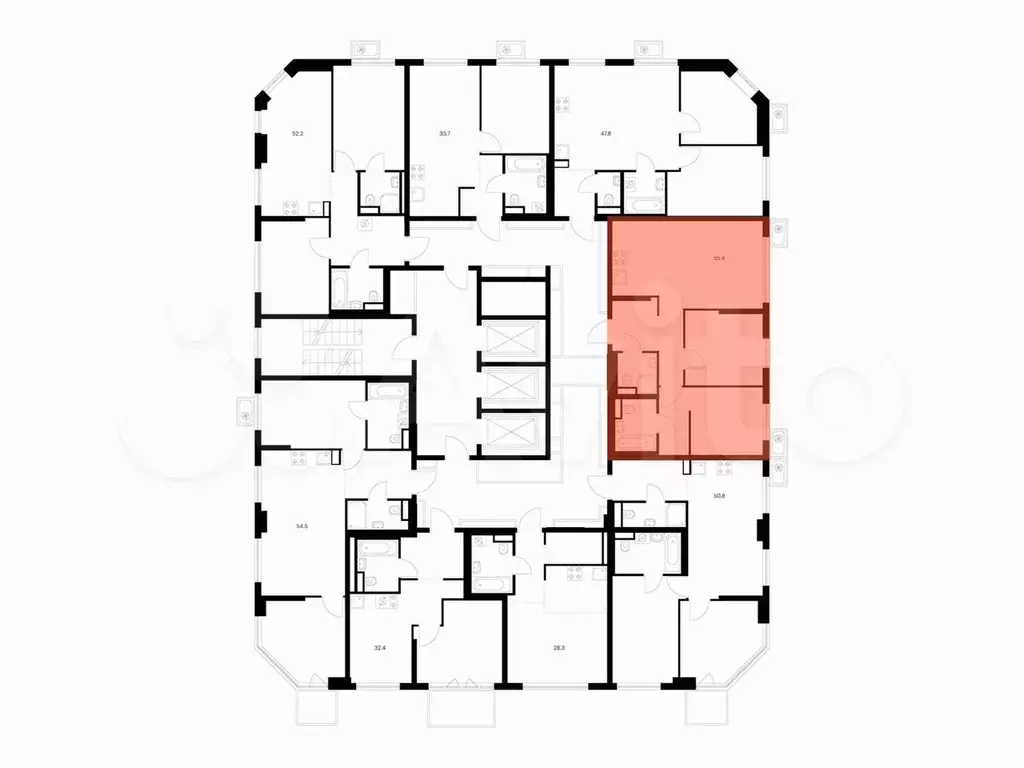 2-к. квартира, 55,4 м, 14/23 эт. - Фото 1