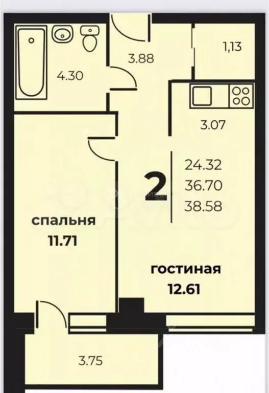 2-к кв. Волгоградская область, Волгоград Баррикадная ул., 1 (36.9 м) - Фото 1