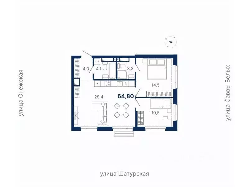 2-к кв. Свердловская область, Екатеринбург ул. Шатурская (64.8 м) - Фото 0