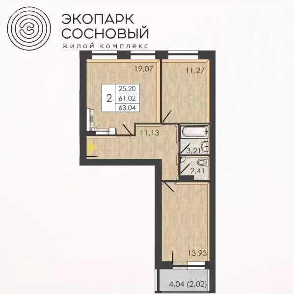 2-комнатная квартира: Пермь, улица Борцов Революции, 1Ак8 (61 м) - Фото 1