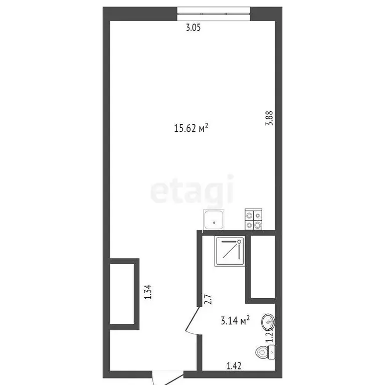Квартира-студия: Красногорск, Большая Воскресенская улица, 1 (25 м) - Фото 0