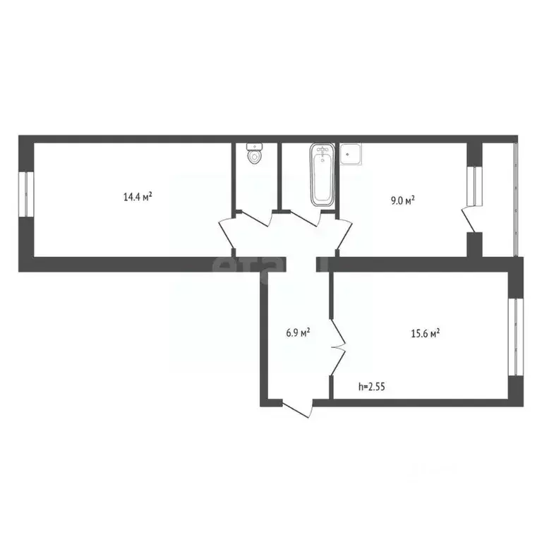 2-к кв. Красноярский край, Красноярск ул. Демьяна Бедного, 24 (49.3 м) - Фото 2
