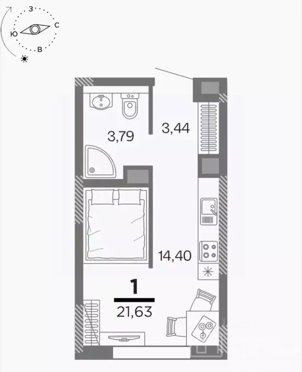 1-к кв. Рязанская область, Рязань Метропарк тер., Метропарк жилой ... - Фото 2