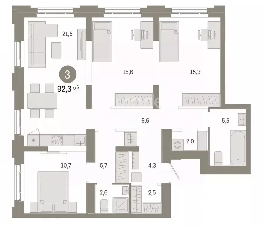 3-к кв. Москва Тагильская ул., 6/1 (92.3 м) - Фото 2