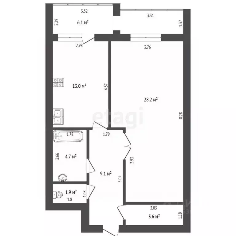 1-к кв. Забайкальский край, Чита ул. Нечаева, 17В (60.5 м) - Фото 2