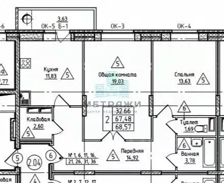 2-к кв. Калужская область, Калуга Пригородная ул., 41 (68.0 м) - Фото 2