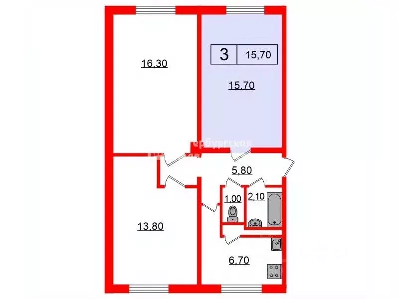 Комната Санкт-Петербург ул. Шелгунова, 6к1 (15.7 м) - Фото 1