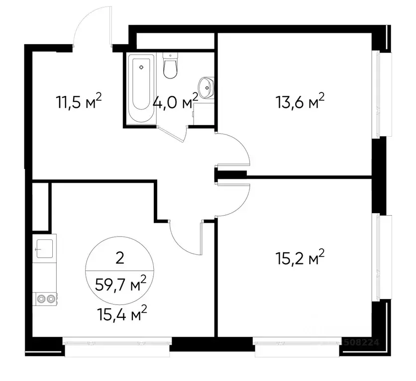 2-к кв. Москва Переделкино Ближнее мкр, 18-й кв-л,  (59.7 м) - Фото 0