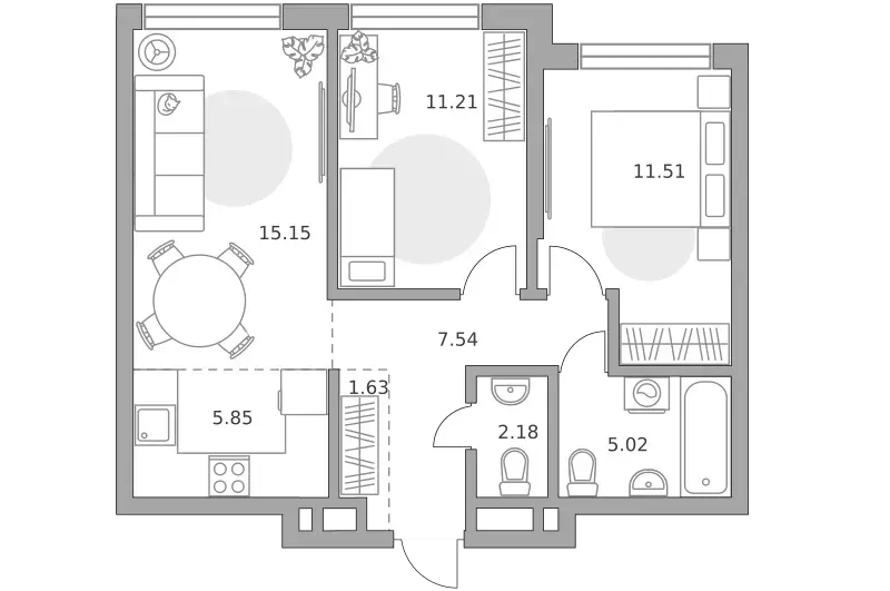 3-к квартира, 60.09 м - Фото 0