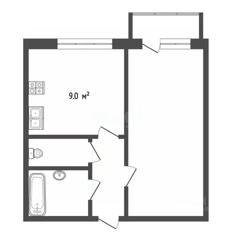 1-к кв. Тамбовская область, Тамбов Астраханская ул., 175к17 (35.3 м) - Фото 2