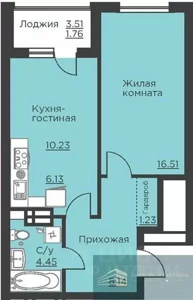 1-к кв. Воронежская область, Воронеж ул. Ломоносова, 116Б (48.4 м) - Фото 0