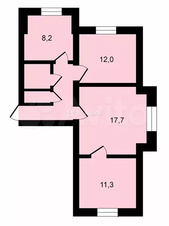 3-к. квартира, 57,6 м, 2/3 эт. - Фото 0